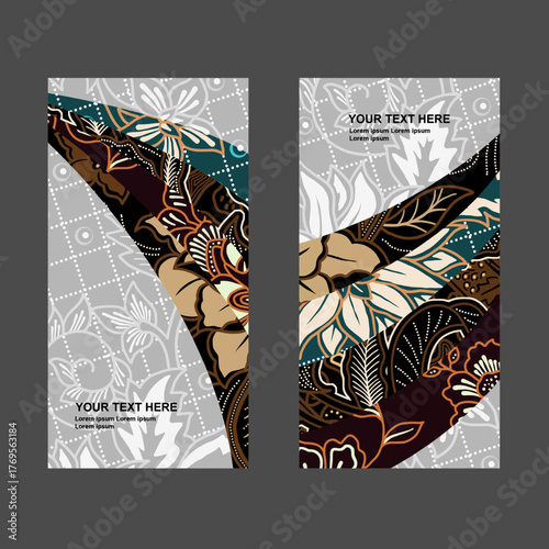 card design with classic batik ornamental motif