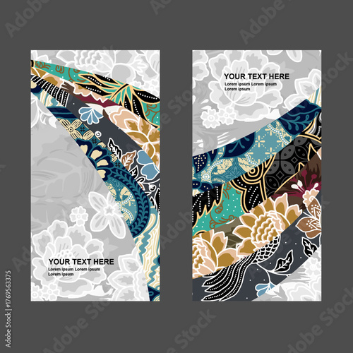 card design with classic batik ornamental motif