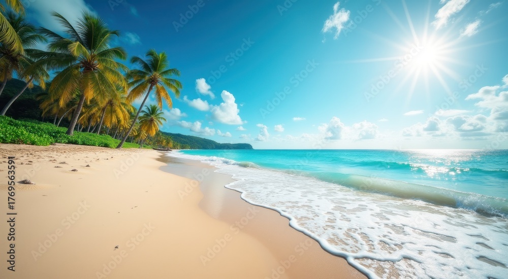 custom made wallpaper toronto digitalBeach with palm trees and a blue sky travel concept copy space