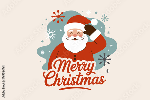 Minimalist Santa Claus Christmas Card Vector | Elegant Holiday Illustration