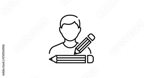 Minimalist Outline User Profile with Pencil Icon for Edit and Update