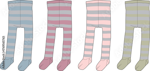 Collection of striped tights in various colors, perfect for children's fashion and style