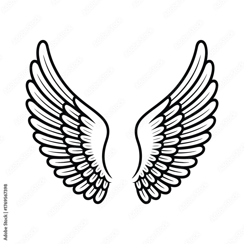 Obraz premium Minimal Flat Vector Wings Illustration.