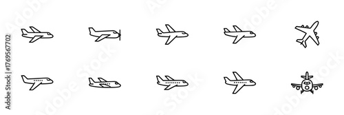 Airplane icons set in line style