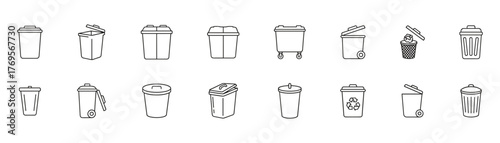 Waste containers and trash cans in line style