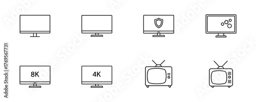 Television and Monitor Line Drawings Set