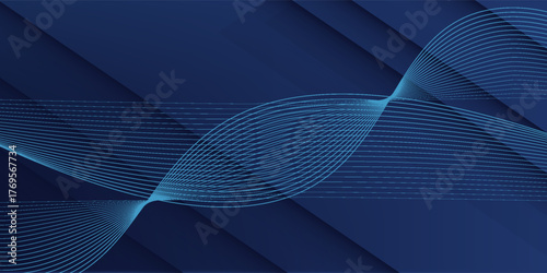 3D abstract background with paper cut shapes. Vector design layout for business presentations, flyers, posters and invitations. Blue carving art with line stripes modern shiny element