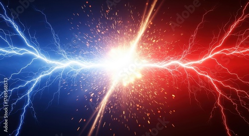 Intense Battle of Electric Forces Colliding Energy Streams