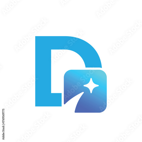 Letter D logo, D logo, AI logo set, modern and minimal design, tech-inspired, colorful icons and symbols, suitable for artificial intelligence, innovation, branding, startups, and digital identity.