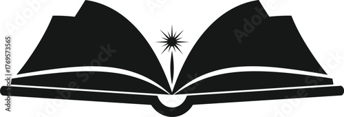 Open book vector illustration. Open book with black pages