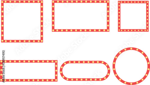 Set of Marquee Light Bulb Frames - Retro Shining Border Signage Collection