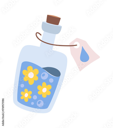 Blue magic elixir with flowers