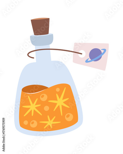 Sparkling magic elixir glass flask