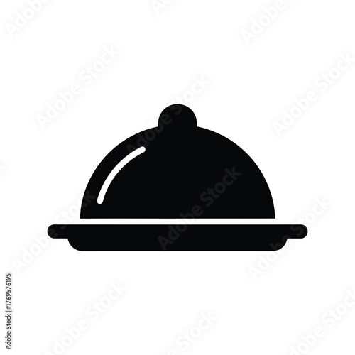Elegant food service cloche icon simple silhouette for restaurants catering and fine dining menus isolated on white background