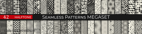 A comprehensive collection of vector halftone patterns featuring various dot sizes, gradients, and density. This set includes retro, vintage, and modern pop art styles perfect for comic book effects, 