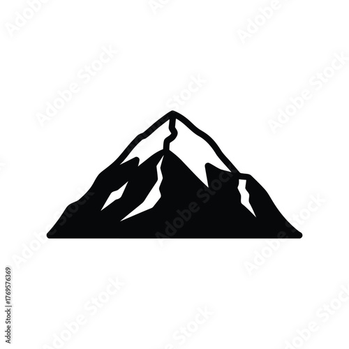 Graphic silhouette of snow capped mountain peak symbol icon vector illustration isolated on white background
