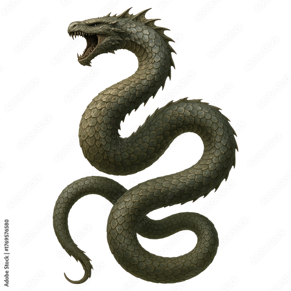 Obraz premium Majestic Dragon Serpent Open Mouth