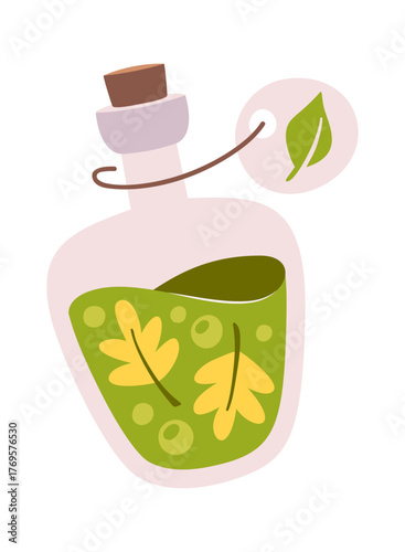 Magic elixir with leaves bottle