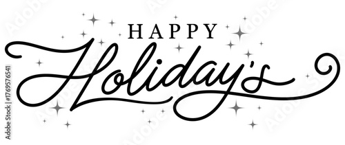 Happy holidays text phrase. vector calligraphy. Greeting holiday card, Christmas and New Year phrase. Hand lettering inscription to winter holiday design