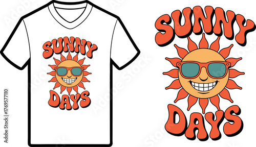 Vibrant summer day scene with abstract elements and bold colors t shirt design