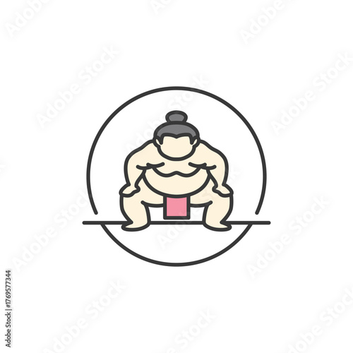 Sumo wrestler icon embodies Japan’s strength, ritual, and heritage—ideal for sports festivals, cultural showcases, or travel branding that highlights tradition and power