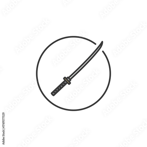 Katana blade icon reflects Japan’s precision, honor, and craftsmanship—ideal for samurai exhibits, heritage trails, or travel branding that celebrates legacy and refined skill