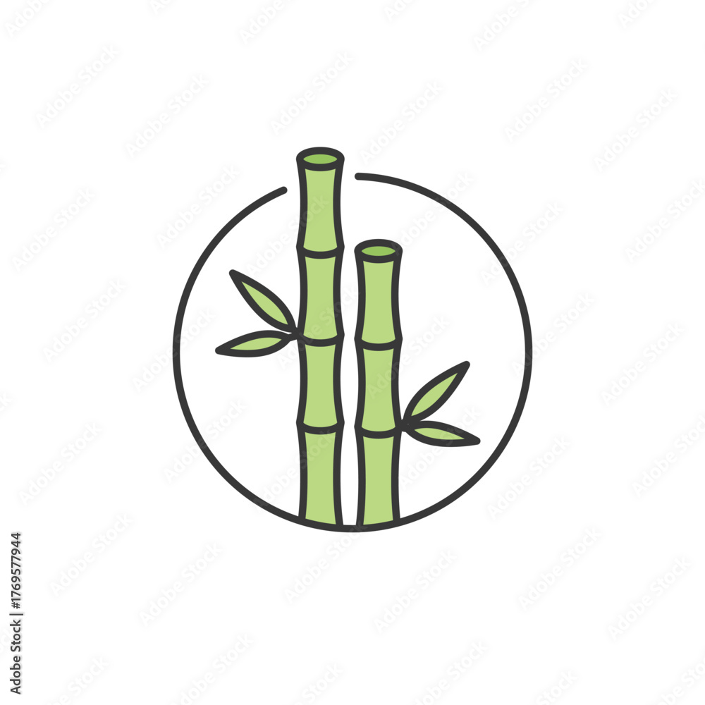 Fototapeta premium Bamboo stalks icon expresses Japan’s natural grace and enduring spirit—ideal for eco tours, zen retreats, or branding that highlights sustainability, calm, and cultural symbolism
