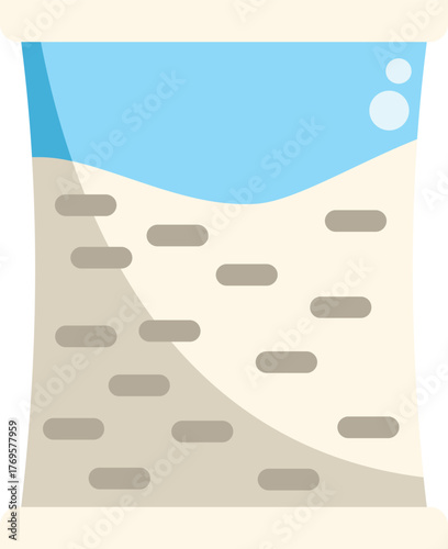 Paper bag full of construction material for repairing and building walls, isolated on white background