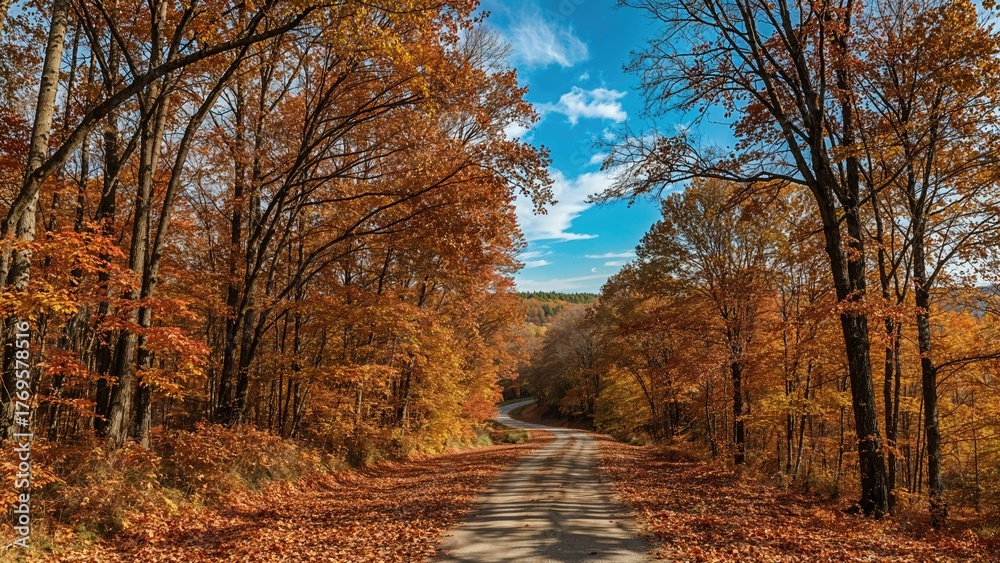 Fototapeta premium autumn landscape travel, nature, wood, tree, landscape, road, light, leaf, forest, autumn