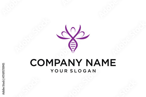 Abstract Purple DNA Helix Flower Logo Design for Biotechnology and Wellness Brands