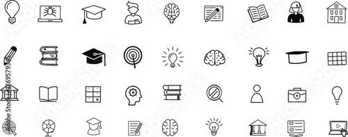Education Line Icons Pack | School, Learning, and Study Vector Icons (Editable Stroke)