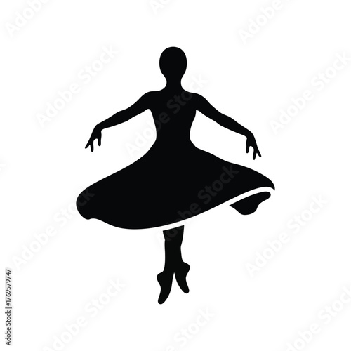 Elegant ballerina silhouette in dynamic pose graceful dancer performing ballet artistry isolated on white background