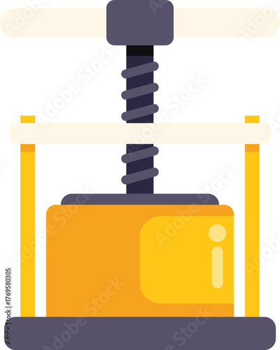 Traditional fruit press squeezing juice out of fruit pulp