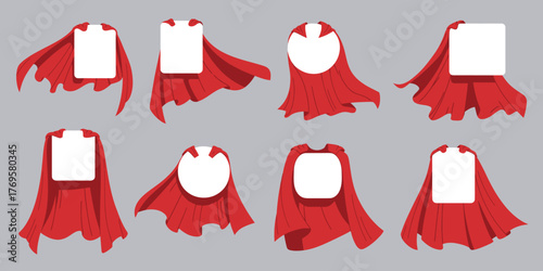 Red Hero Cape Mockup for Kids – Cartoon Superhero Cloak Illustration for Clothing, Costume, Toy, Party, Gift, or Discount Banner Design