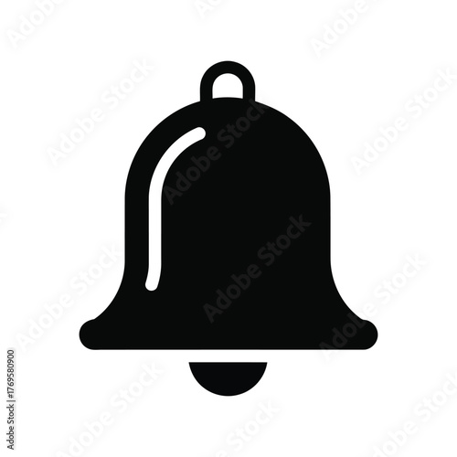 Notification bell icon alert symbol simple vector graphic user interface element communication alert isolated on white background