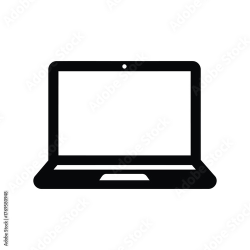 Modern laptop icon vector graphic minimal digital technology office device business portable computer isolated on white background