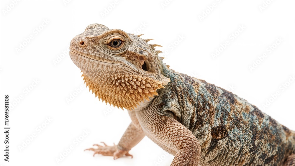 Obraz premium Bearded dragon on white background