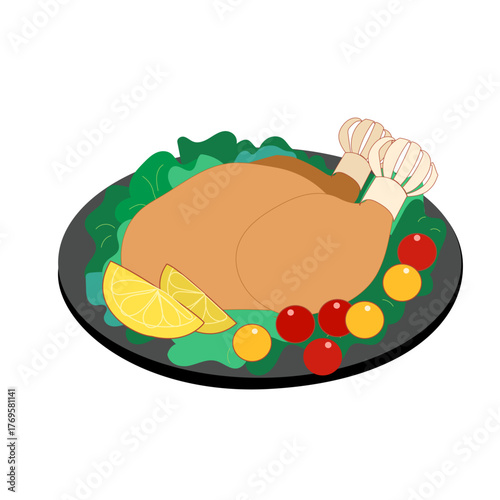 クリスマスチキンのシンプルなイラスト