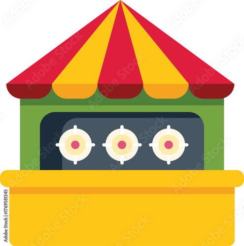 Shooting range booth standing at amusement park, attraction for testing your accuracy