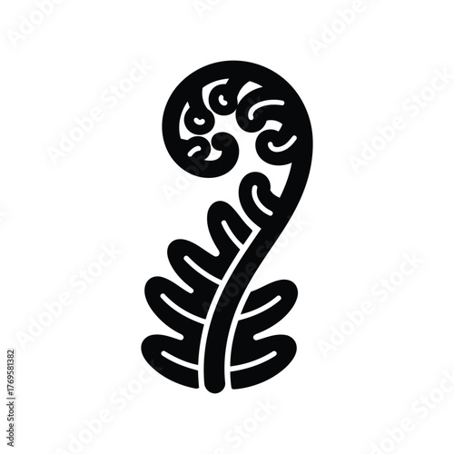 Hand drawn stylized fern frond silhouette isolated minimalist botanical nature element isolated on white background
