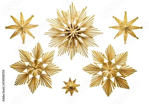 Strohsterne isoliert auf weissem Hintergrund