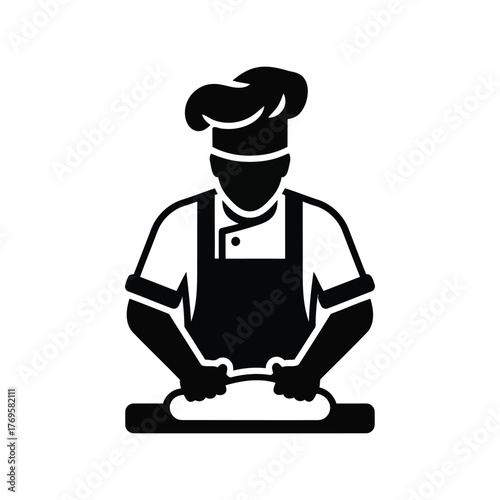 Chef kneading dough professional baker preparing food culinary artisan crafting pastry bread making isolated on white background