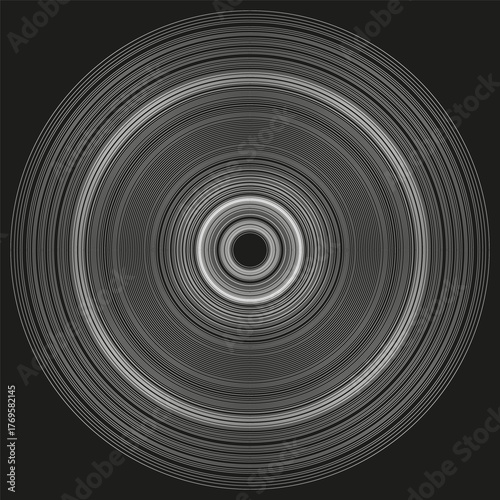 Concentric circle pattern. Abstract Vector texture. Radial line swirl. Optical motion effect.