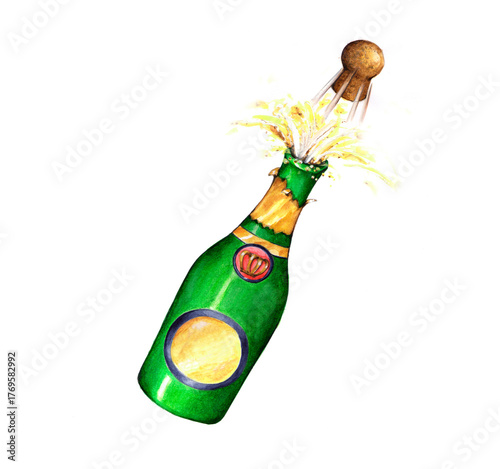 Champagnerflasche mit knallendem Korekn