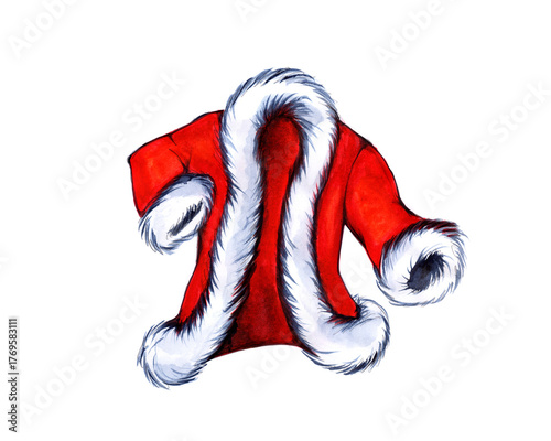 Pelzmantel von Santa Claus mit weissem Kragen