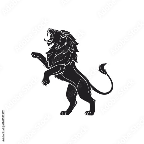 Roaring Standing Lion Silhouette