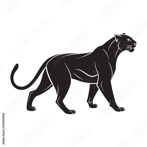 Elegant Black Panther Silhouette Vector Illustration