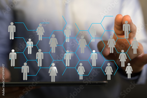 Фотография Concept image of a human network, connections between people, teamwork and unity