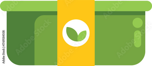 This green lunch box is representing healthy eating habits