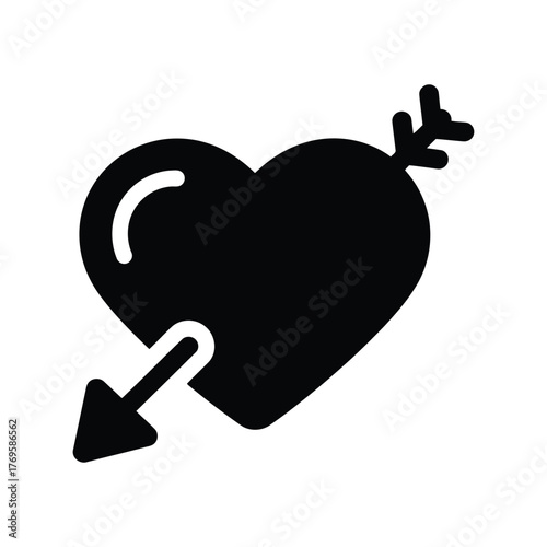 Stylized heart arrow cupid love romantic symbol icon simple minimalist vector graphic isolated on white background